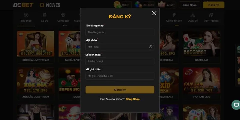 Hướng dẫn đăng ký và nạp tiền vào tài khoản casino Debet